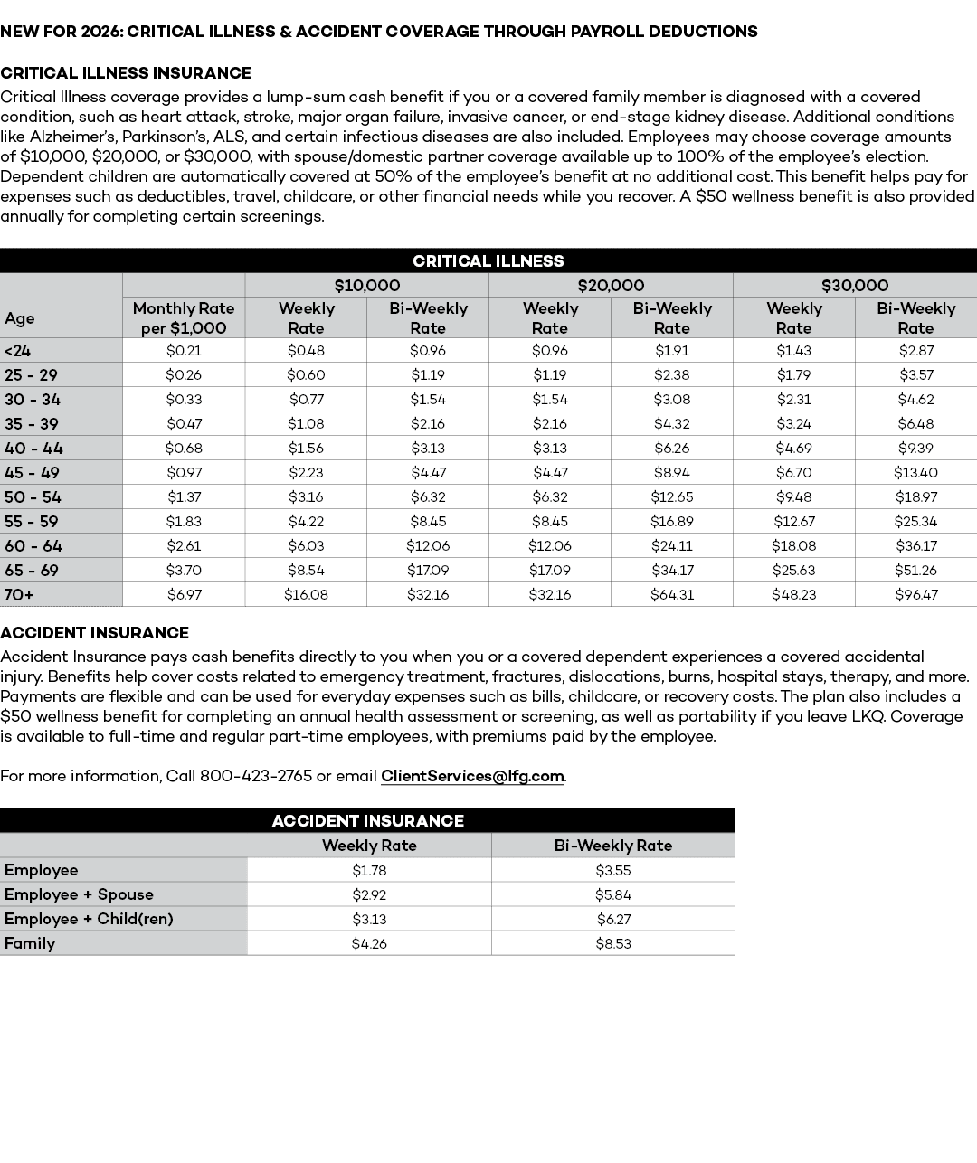 New for 2026: Critical Illness & Accident Coverage through payroll deductions Critical Illness Insurance Critical Ill...